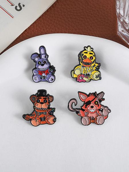4pcs/set Five Nights at Freddy's 3 Horror Game Enamel Pins Game Characters Bonnie Freddy Chica Foxy Metal Brooches Lapel Backpack Badge Fashion Jewelry Accessories Gifts for Gamer Friends