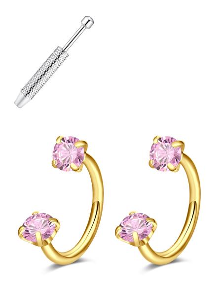 Stainless Steel Horseshoe Nose Ring, Cubic Zirconia U-Push Septum, 18g Cartilage Earring, Unisex Piercing Jewelry, Body Piercing Jewelry, Durable Hypoallergenic