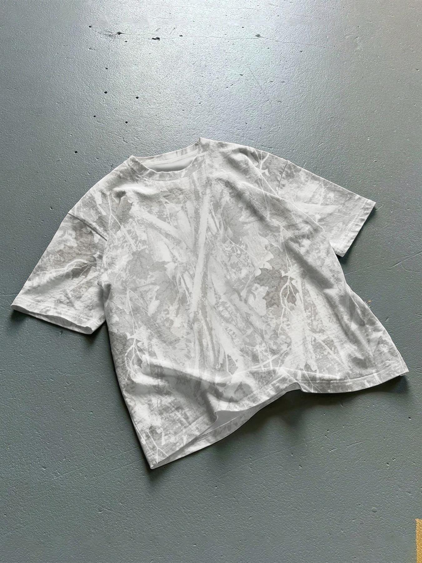 Unisex Camouflage Print T-Shirt, Short Sleeve Casual Style, Organic Fabric, Fitted Design, Summer Fashion for Daily Wear, Streetwear