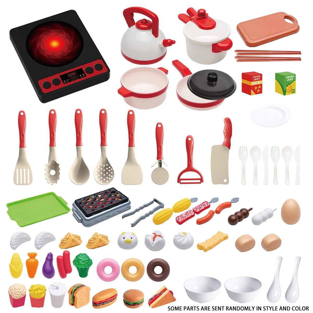 Pretend Play Kitchen Toy Set, 73pcs/set Including Pot, Utensils, Food, Cooking Toy Set, Kitchen Playset, Play Kitchen Accessories, Gift for Boys & Girls