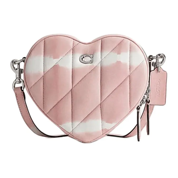 Coach Heart 19 Leather Crossbody Bag for Women – Pink Heart-Shaped Zipper Clutch