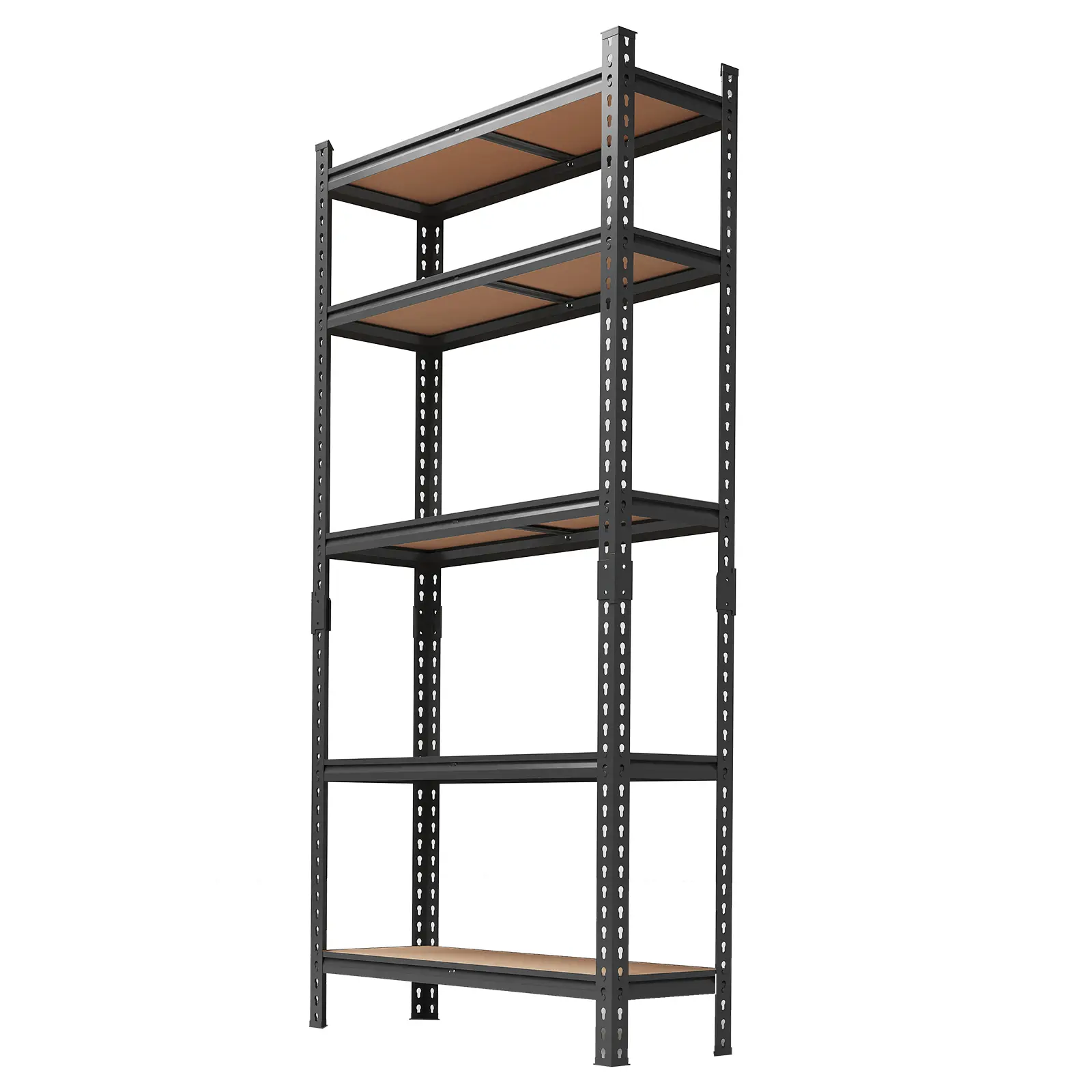Heavy Duty 5-Tier Adjustable Boltless Metal Storage Shelving Unit - Freestanding 2,000 lbs Total Capacity Floor Rack for Garage, Warehouse - 72"H x 48"W x 24"D Black Business Steel Utility Solution, Boltless System
