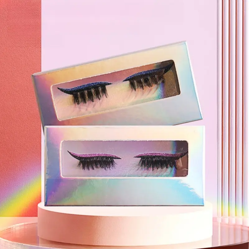 Self-contained eyeshadow false eyelashes, Cosmetic Eyelashes, 2 pieces. Lazy person's eyeliner and eyeshadow-free makeup tool, all-in-one eyelash, eyeliner, and eyeshadow sticker