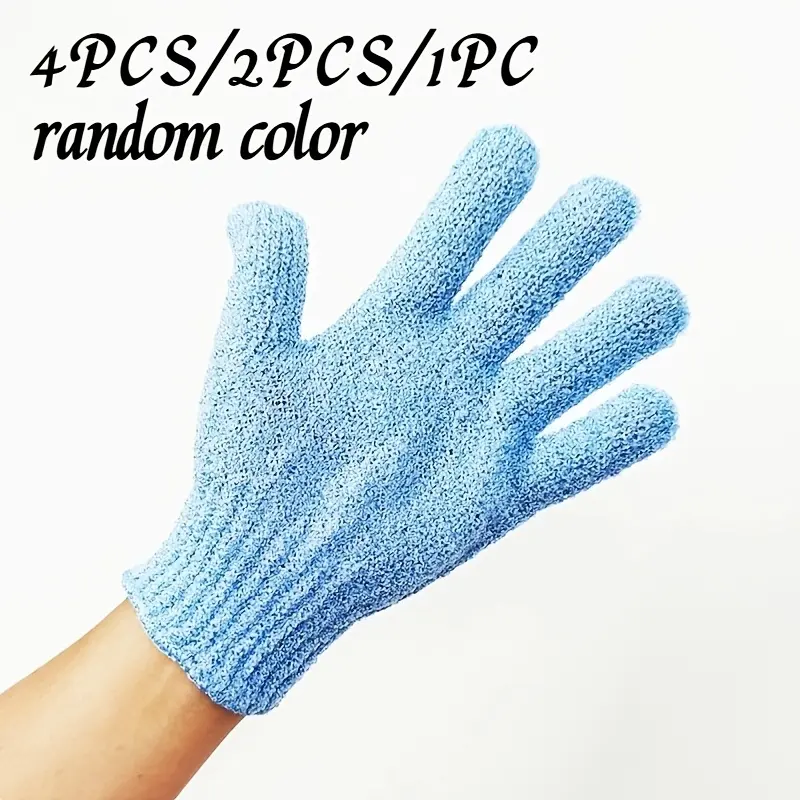 Exfoliating Bath Gloves Set, 4/2/1 Piece Random Color, Five-Finger Exfoliator for Shower, Gentle Skin Care Tool for Women, Exfoliant Scrubber Glove