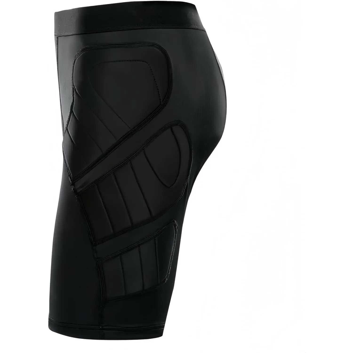 Men's Goalkeeper Armor Compression Shorts - Elastic Waist, High Stretch, Padded Fabric, Shorts Length, Impact Sliders, Sliding Protection Undershorts for Soccer, Elastic Waist Shorts