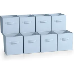 Fabric Storage Cubes - 8 Foldable Storage Bins for Organizing Pantry, Cubbies, Toy Box - Clothes Storage & Closet Organizer - 11 Inch Collapsible Cube Baskets for Shelves with Handle
