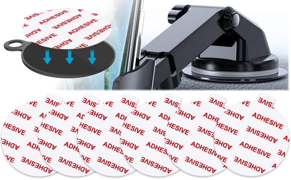 THE WELL KEPT 6 Pcs Clear Adhesive Replacement for Suction Cup Dashboard Phone Mount - Easy to Use, High Bond, Peels Off Without Leaving Residue