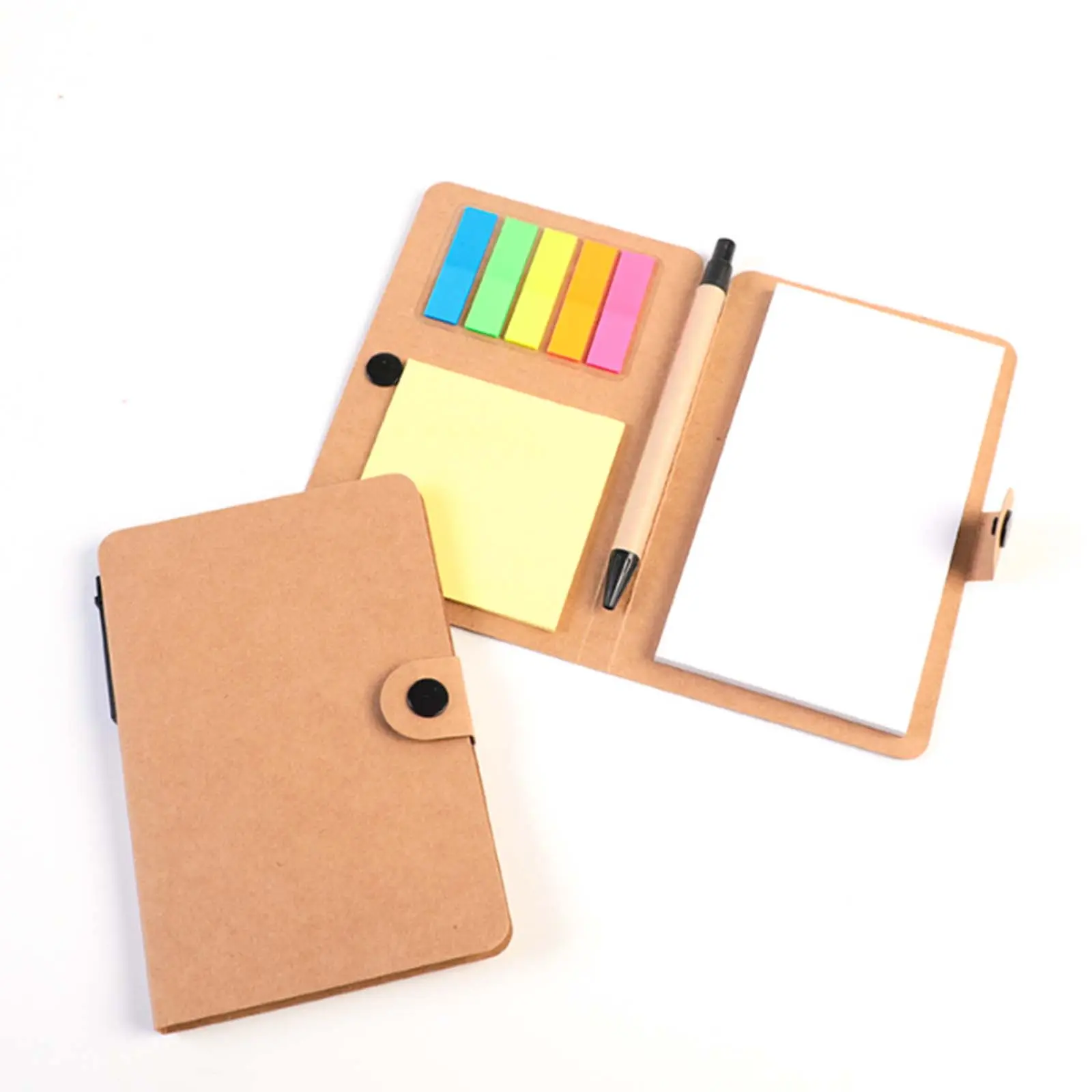 Creative Simple Stationery Colorful Sticky Notes Book, Button-Style Tear-Away Pen Paper Combination Notepad, Office Supplies, Removable Pages