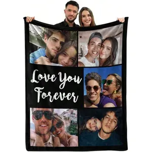 Customized Couple Flannel Throw Blanket - Wrinkle-Resistant, Breathable, Personalized with Handwritten Quote, Name & Date, Soft Cozy Warm for Couch, Romantic Valentine Gift, Romantic Accessories for Bed, Keepsake Bedroom Decor