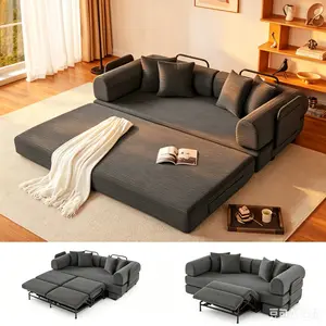 79" Convertible Sleeper Sofa Bed with 4 Pillows, 5-in-1 Corduroy Futon Couch for Small Spaces,Boneless Couch, Floor Modular Sofa with Fixed-Shape Frame,For Guest Bed & Kids Play Area with Washable Cover,teddy sofa for Adults,No-Assembly