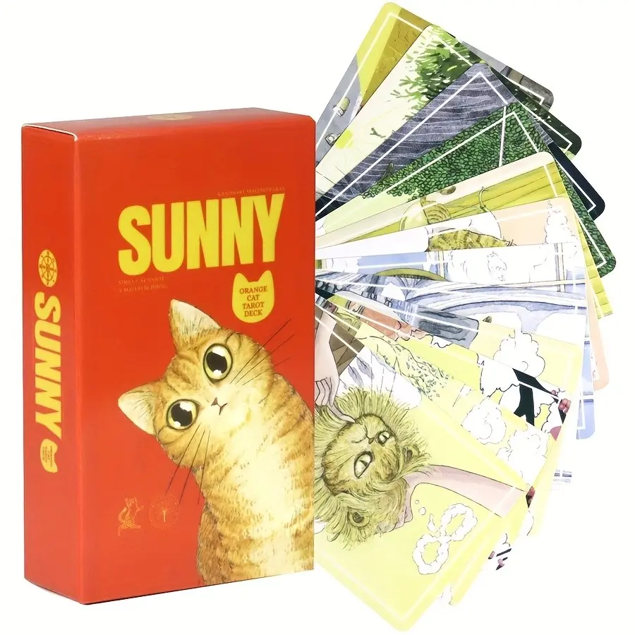 Sunshine Cat Tarot Deck, 78 Cards, Ideal for Beginners and Enthusiasts, Divination and Prediction, Spiritual Journey, Game and Gift, Tarot Card Decks