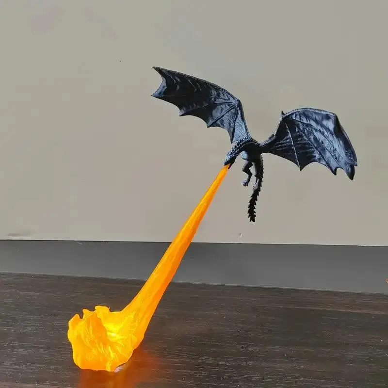3D Dragon Fire Sculpture Decoration, 3D Printed Flying Dragon Fire Statue, Home Decor, Office Desk, Cabinet, Computer Table
