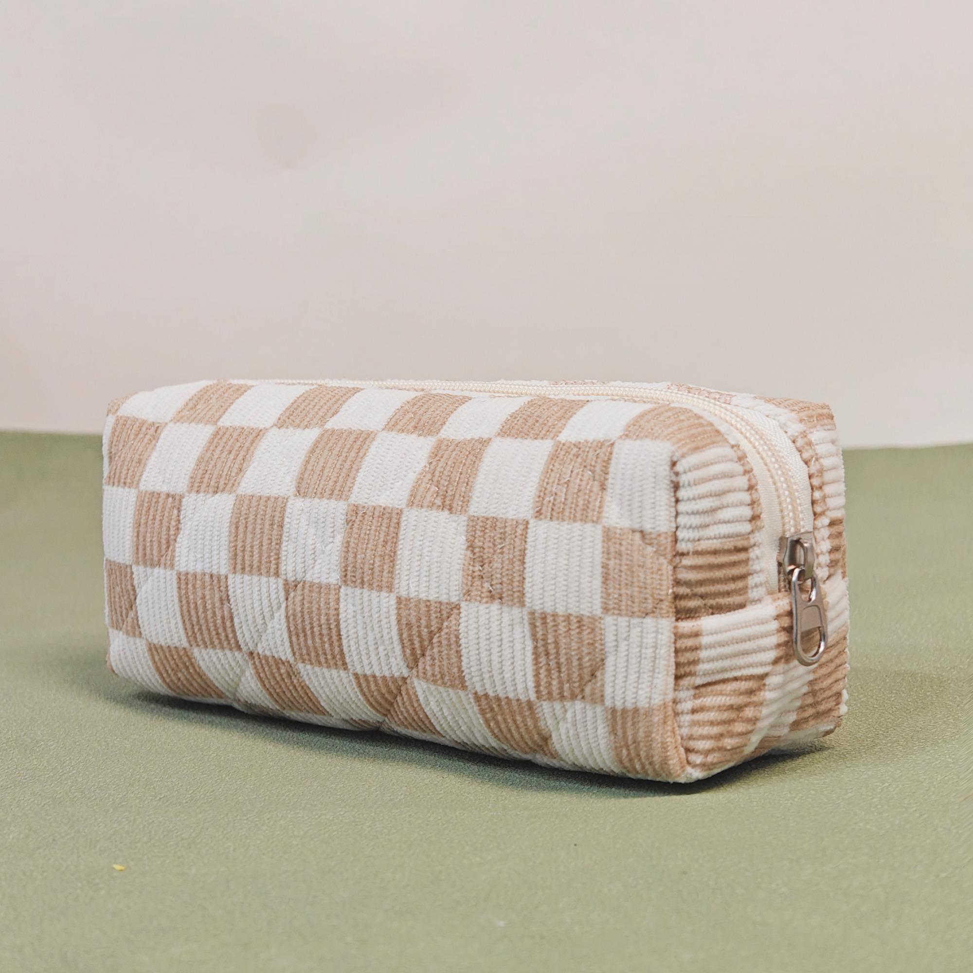 Checkerboard Pattern Makeup Bag Set, 3 Counts/set Large Capacity Travel Cosmetic Storage Bag, Zipper Makeup Organizer Pouch, Versatile Storage Bag for Travel, Gym, Office, Home