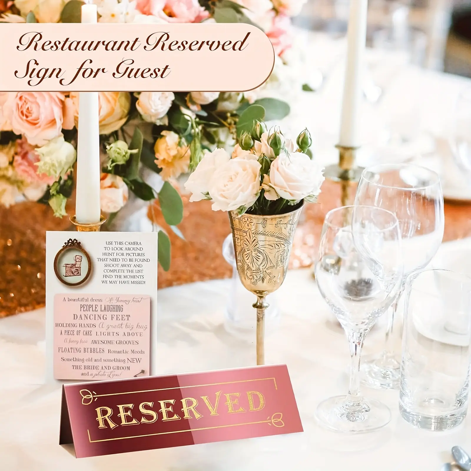 10pcs, Deluxe Acrylic Reserved Table Signs - Waterproof, Double-Sided, Durable, And Easy-to-Clean Seating Indicators for Weddings, Parties, Restaurants, And Special Events - Perfect for Indoor And Outdoor Use