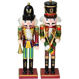 Wooden Christmas Nutcracker Soldiers Set, 30cm Traditional Decorations, Festive Holiday Home Decor, Classic Indoor Xmas Ornaments