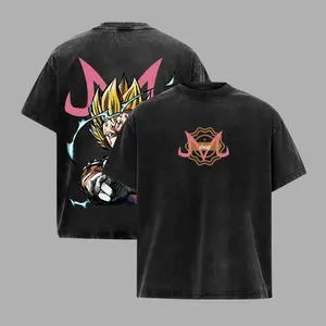 BallZ Majin VegetaIV Washed-Shirt, Oversized Black Graphic Tee With Majin Symbol, Anime Loose Short Sleeve Workout Casual, Anime Shirt,Mens Clothes, Mens Shirts, Y2k Clothes CKUH