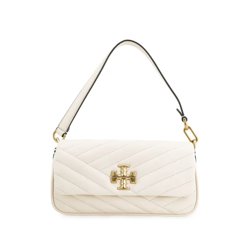 Tory Burch Kira Quilted Chain-Strap Flap Bag – Women’s Small Croissant Bag in Cream White