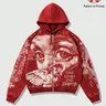【Black Friday】Men's Y2K Retro Streetwear Hoodie, Vintage Graphic, Casual Oversized Loose-Fit Style, Angel Wings Graffiti Print, Zip-Up Sweatshirt, Dark Fashion Trendy Hooded Top