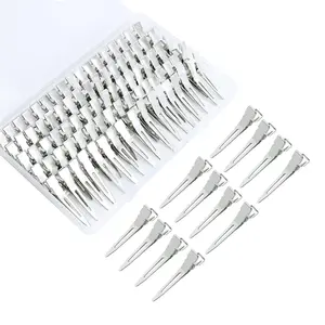 100pcs 1.77inches rust-proof metal alligator clip with a Clear Plastic Box, Styling, Hair Styling, Curling Clip, Hair Coloring, DIY Accessories, Items Fixed, Silver.