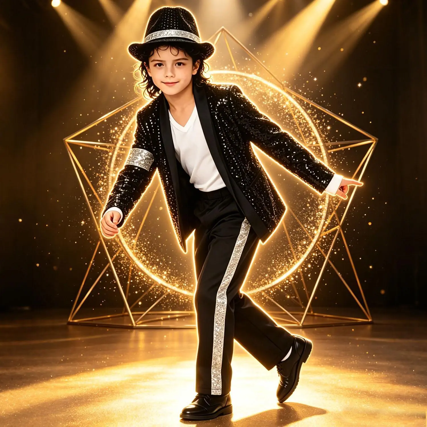 Kids' & Adults' Loose-Fit Poly-Cotton King of Pop Billie Jean Costume Set - Safe Materials, Sequin Jacket, Silver Stripe Pants, Fedora Hat, Gloves for Halloween, School Talent Show
