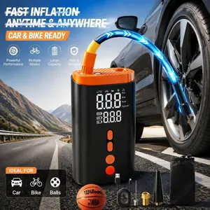 Portable & Compact Wireless Tire Inflator Pump Digital Air Compressor with LED Light, Emergency Bike Pump & Car Tire Inflator, USB-C Rechargeable, Lightweight Air Pump for Bicycle, Motorcycle, Balls–Perfect Father Gift