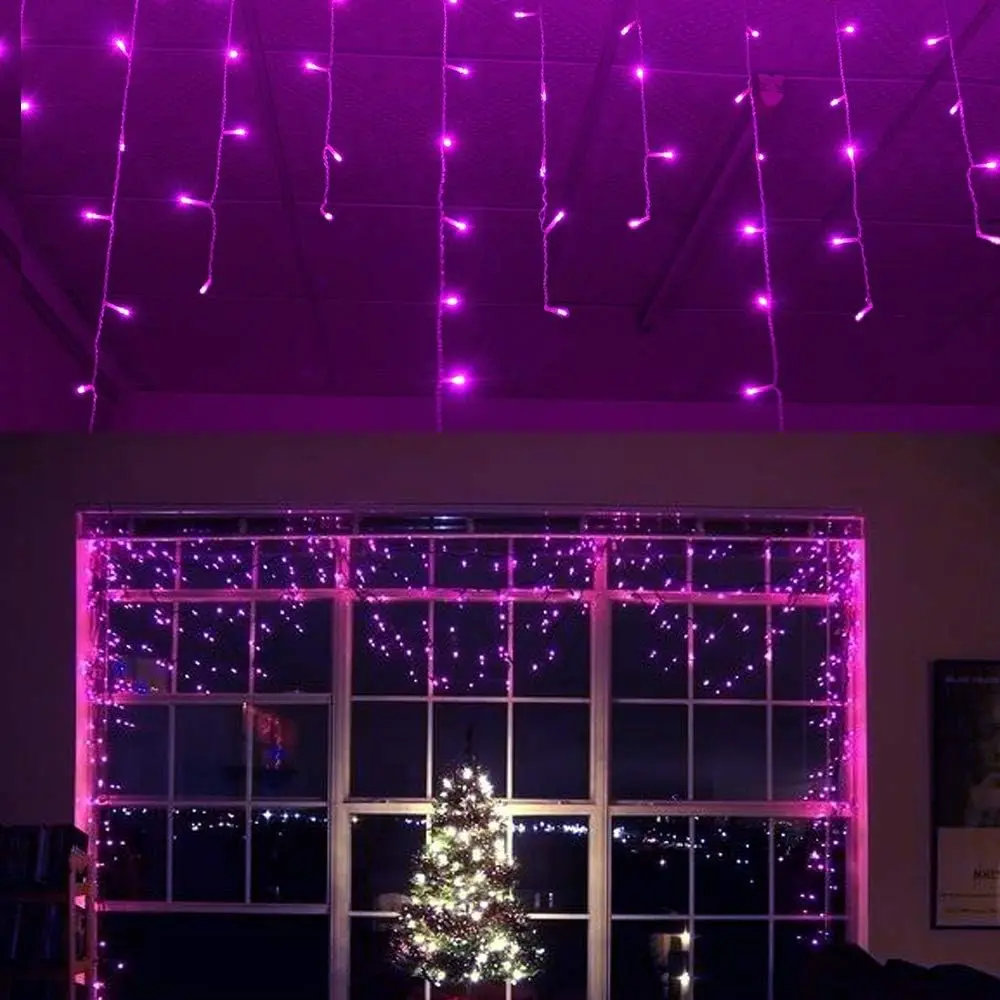 13ft 96 LED Icicle String Lights with Memory Function Controller, Indoor Curtain Fairy Lights Halloween  Decoration for Patio Garden Bedroom Christmas Wedding ()