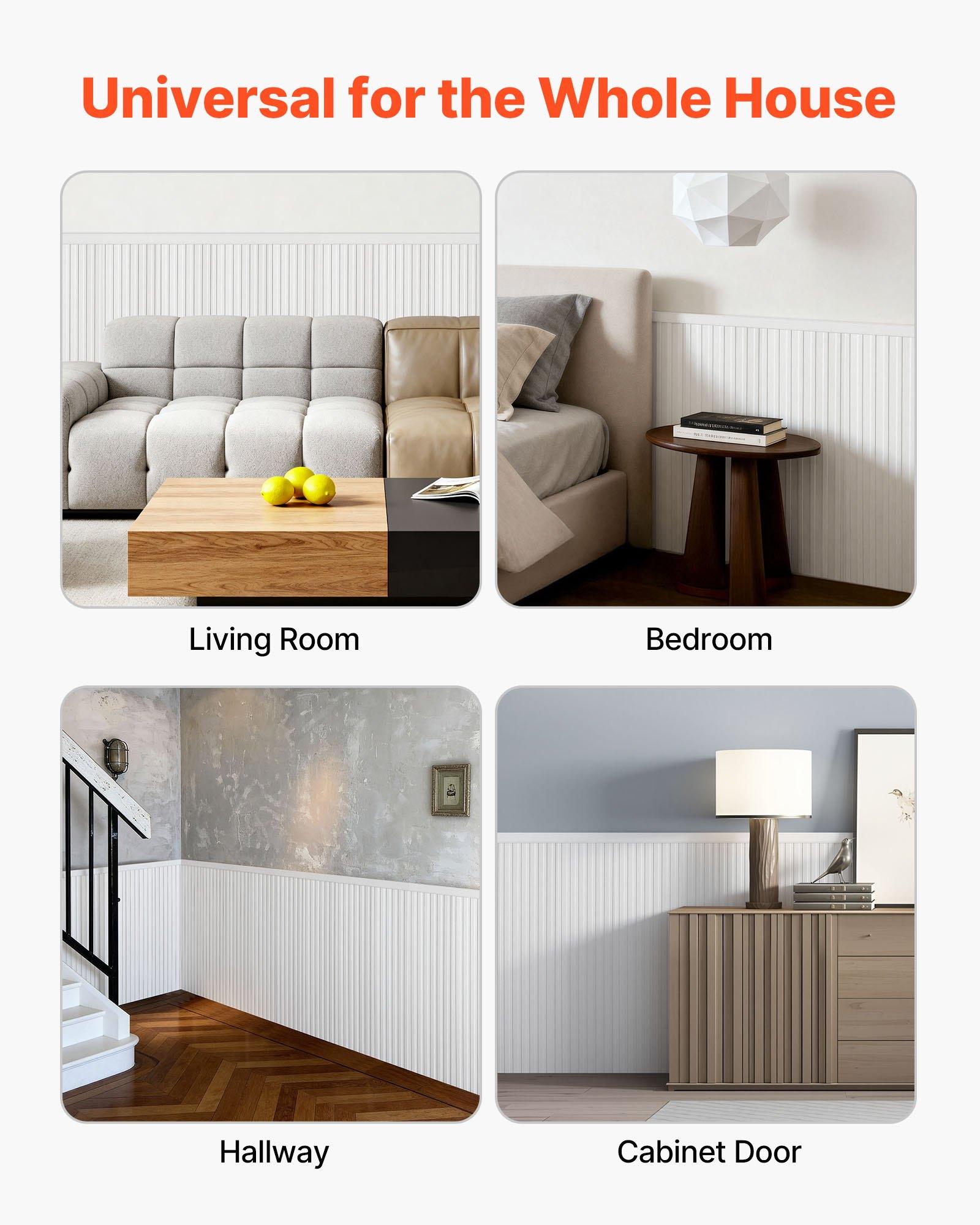 VEVOR Wall Molding Kit, Wainscoting Panels, Lightweight Paintable Polystyrene, Easy to Install,  Wide & Narrow Accent Wall Trim for Interior Décor Living Room, Bedroom, White (77.5 x 38.6 in )