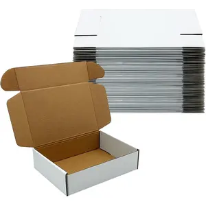 8x5x2 Inch 50 Pack White Corrugated Shipping Boxes, Heavy Duty Recycled Cardboard Mailer Boxes for Mailing, Small Business E-Commerce Packaging, Gift Wrapping, Moving Storage