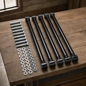 ARCH Universal Weld-On Rear Parallel 4-Link Suspension Kit - 24-in Heavy-Duty Steel Bars, Adjustable Rod Ends, Black Plated Steel, Classic Full Set Bolts & Nuts for Rat Rods, Air Ride Systems