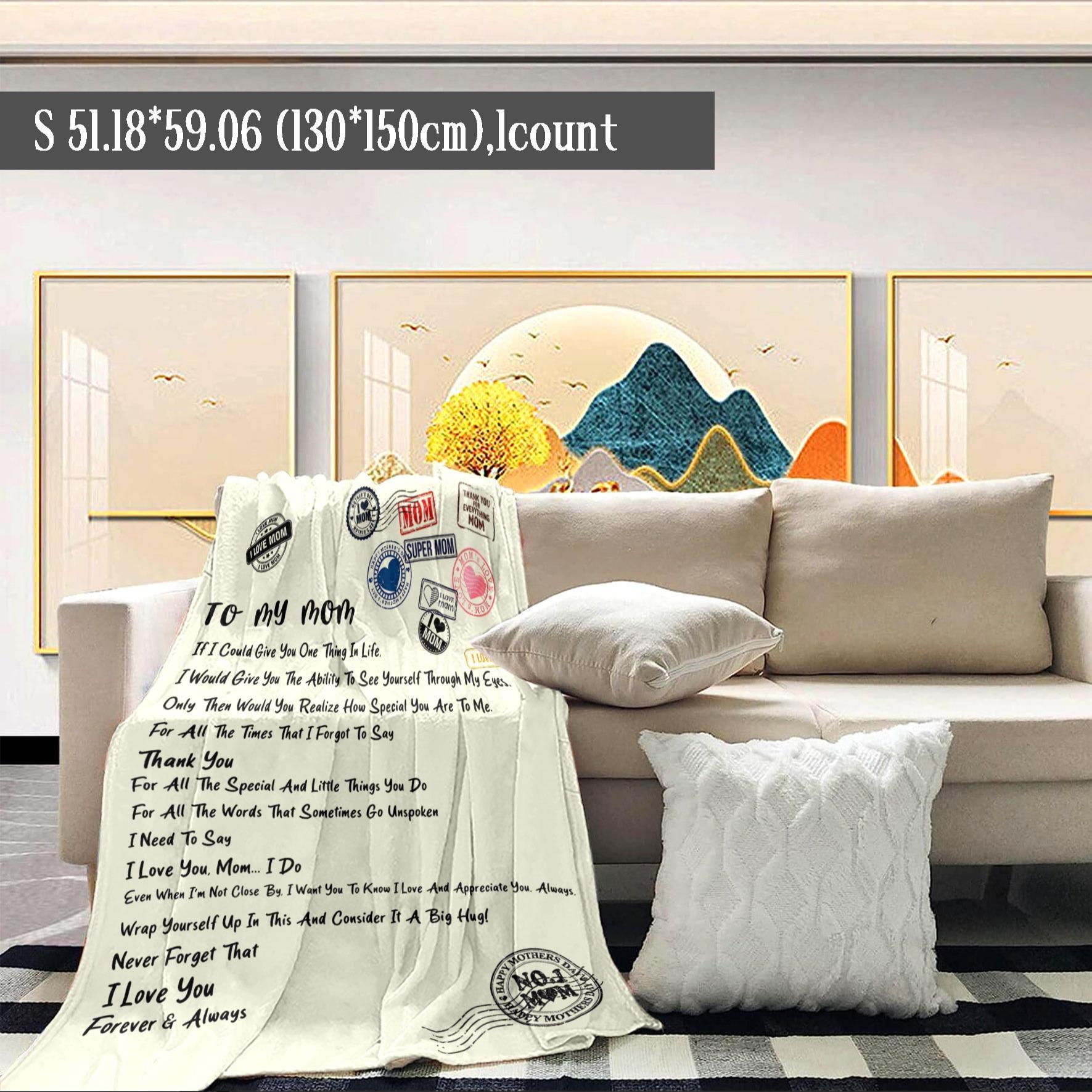 Letter Print To My Mom Soft Blanket, Slogan Print Blanket, 1 Count Multifunctional Soft Throw Blanket, Warm Nap Blanket for Home Office Travel Camping