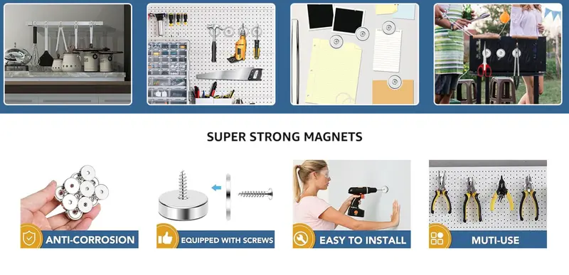 GJANSH 10 Packs Round Magnets with Hole, Strong Magnets Heavy Duty for Wall Mounting, Neodymium Cup Magnet with Holes in The Center, Screws for Tool Room,Industrial GJANSH 10 Packs Round Magnets with Hole, Strong Magnets Heavy Duty for Wall Mounting, Neodymium Cup Magnet with Holes in The Center, Screws for Tool Room,Industrial