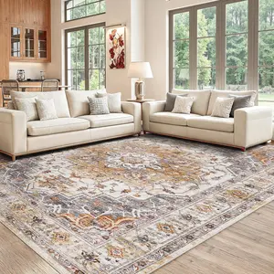 [Premium Quality Updated]ComiComi Vintage Large Area Rug,Soft Thick Rug,Machine Washable Rugs,Non-Slip,Stain Resistant Rugs for Living Room Bedroom,Upgrade Premium Durable TPR Backing Rugs, Clearance Large Area Rug,Various Size, Home Decor Item Rugs