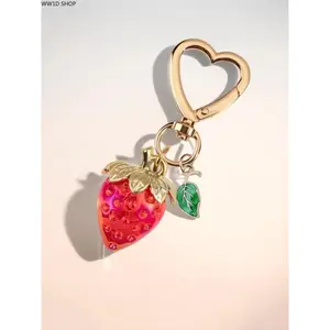 Strawberry Keychain for Women and Girls, Alloy Fruit Pendant Accessory for Handbags, Backpacks and Keys, Cute Decorative Charm for Daily Carry