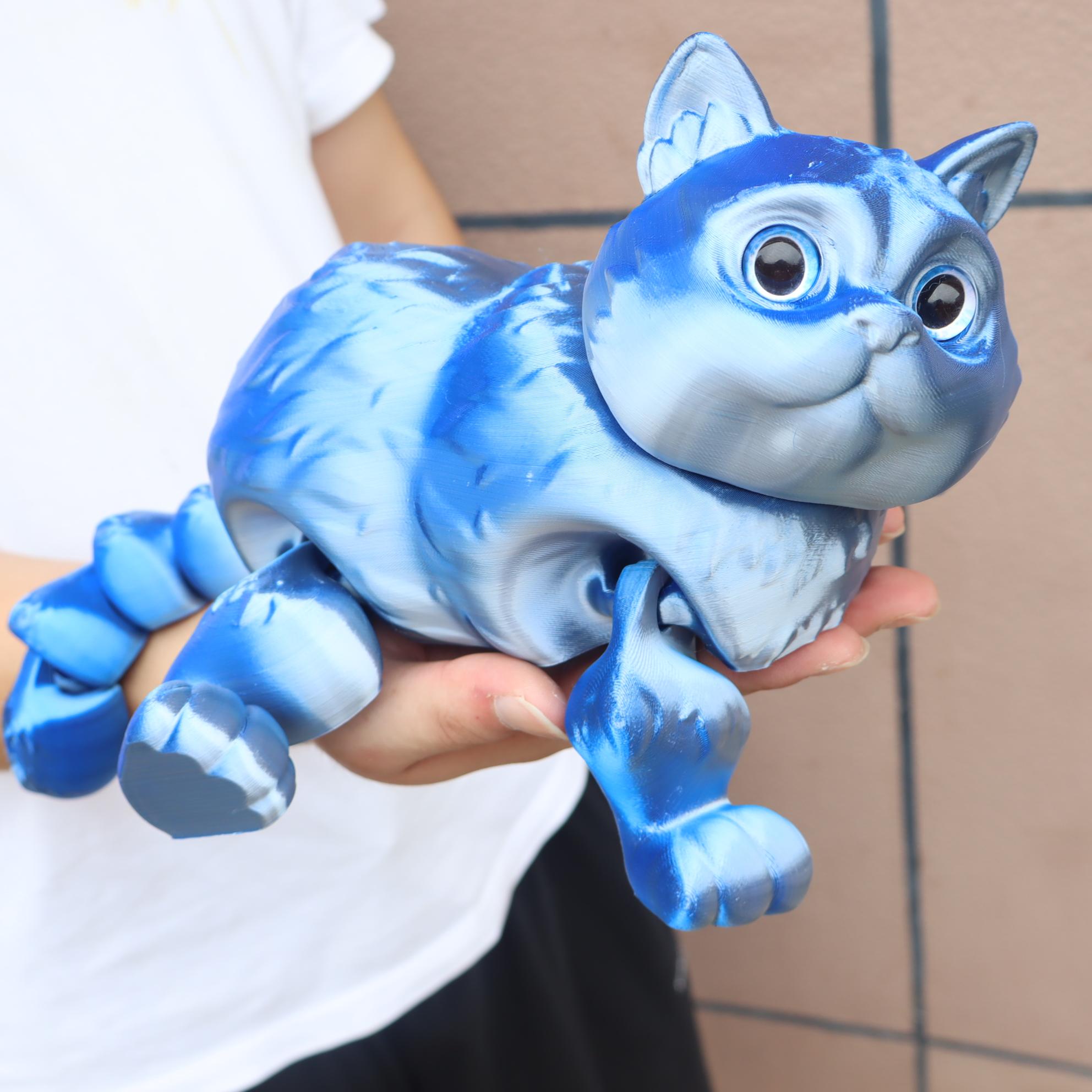 3D Printed Short Hair Cat Figurine, 36cm Rainbow Gradient, Moving Joints, Decorative Fidget Figurine, Perfect Home Decor, Birthday Gift, Christmas Present