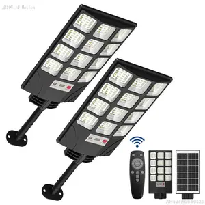 2Pack Solar Street Lights, 30000LM Outdoor Flood Light, Dusk to Dawn, IP66 Waterproof Solar Powered Parking Lot Light with Remote Control, 6500k Dimmable Security Lamp Commercial LEDAHavenGoods26AB19Wild Motion