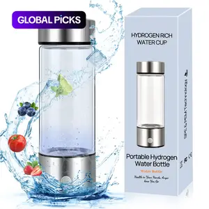 Hydrogen Water Bottle, Portable Rechargeable Glass Water Generator Bottle with SPE/PEM Technology, Hydrogen Water Ionizer, Reusable Tumbler for Home, Office, Travel and Fitness, Father's Day Gift