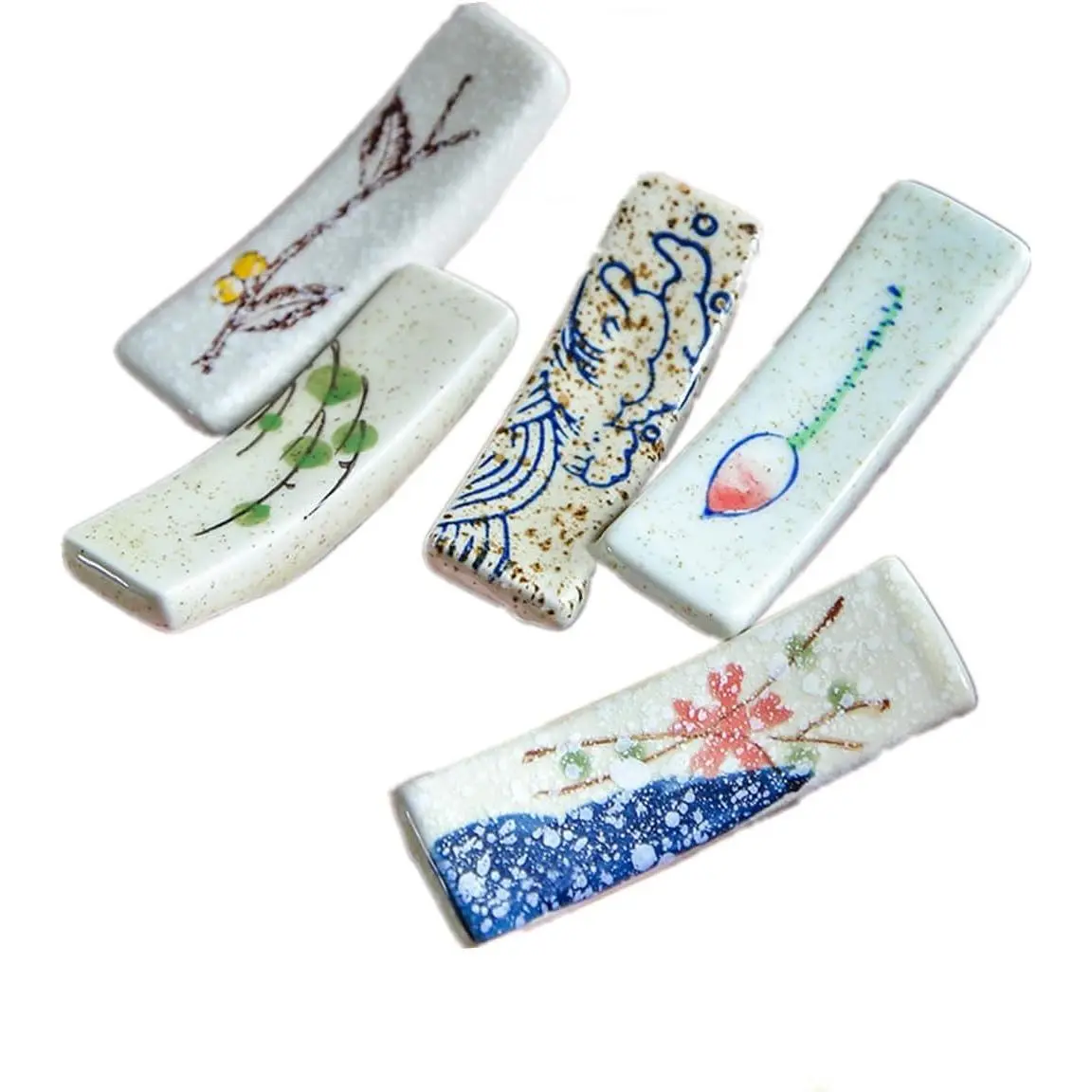 Ceramic Chopstick Stand Rest, 5 count Holders Floral Chopstick Stand, Chopstick Stand Rest, Rooster Chopsticks Rest Holder Set for Chopsticks, Forks, Spoons,  Hotel Restaurant Family