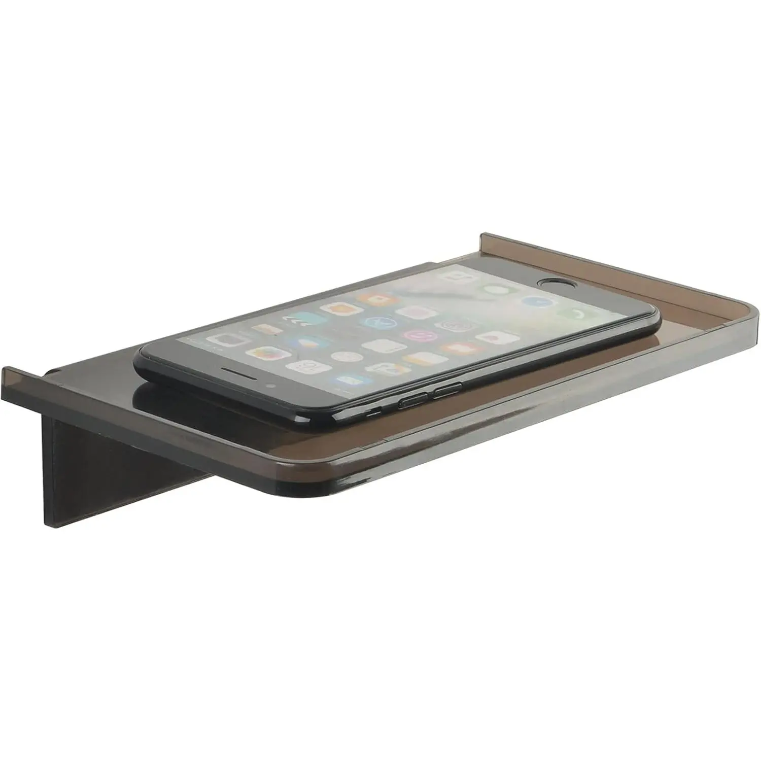 Floating Wall Shelves - Small Stick- Wall Mounted Phone Shelf Holder Wipes Rack  Speaker Shelf for Bathroom,Kitchen,Toilet,Bedroom,Office - Translucent Grey
