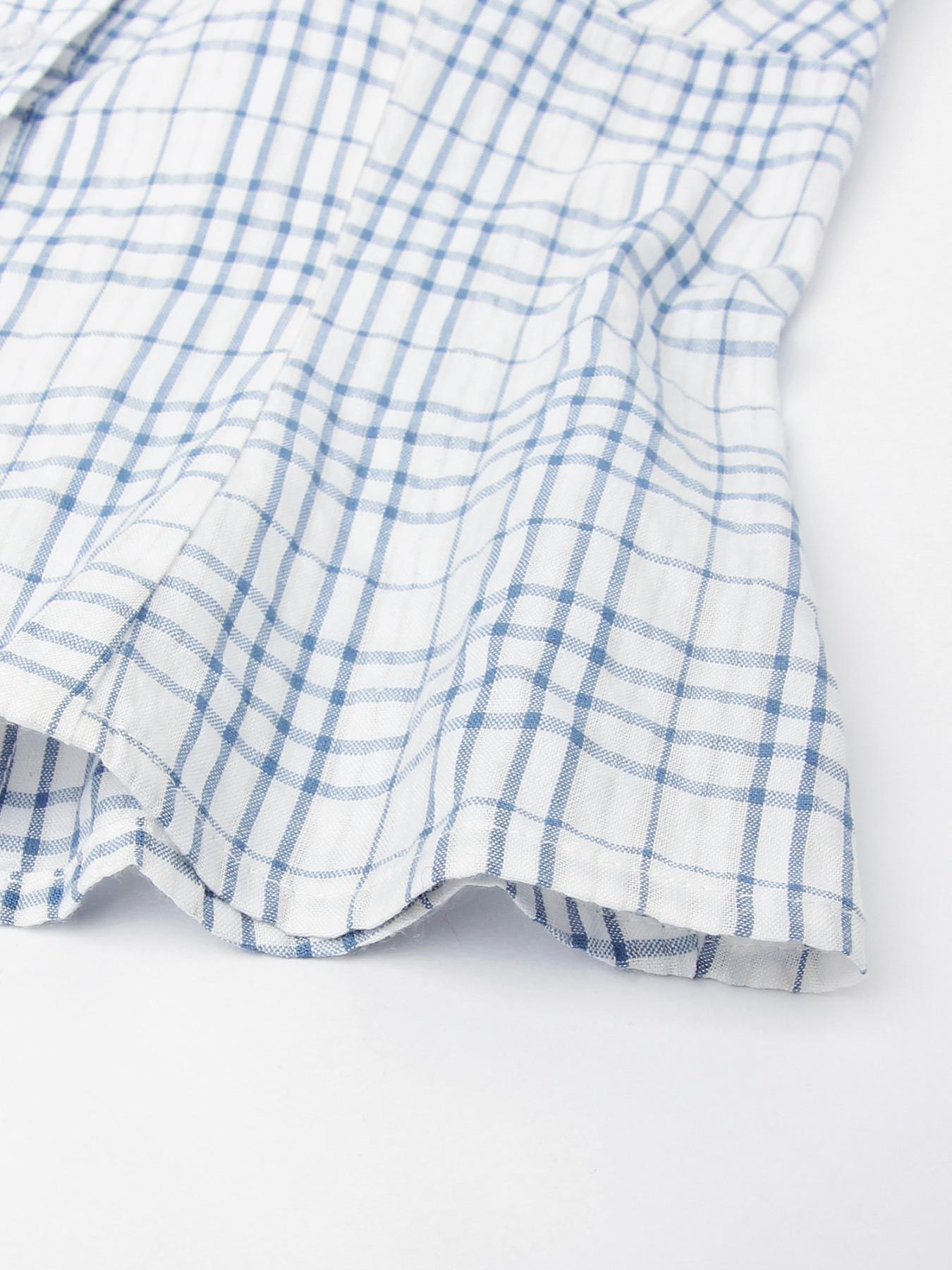 Women's Plaid Print Curved Hem Short Sleeve Casual Fitted Collared Blouse, Button Up Shirt, Casual Bishop Sleeve Top for Summer, Ladies Clothes for Daily Wear