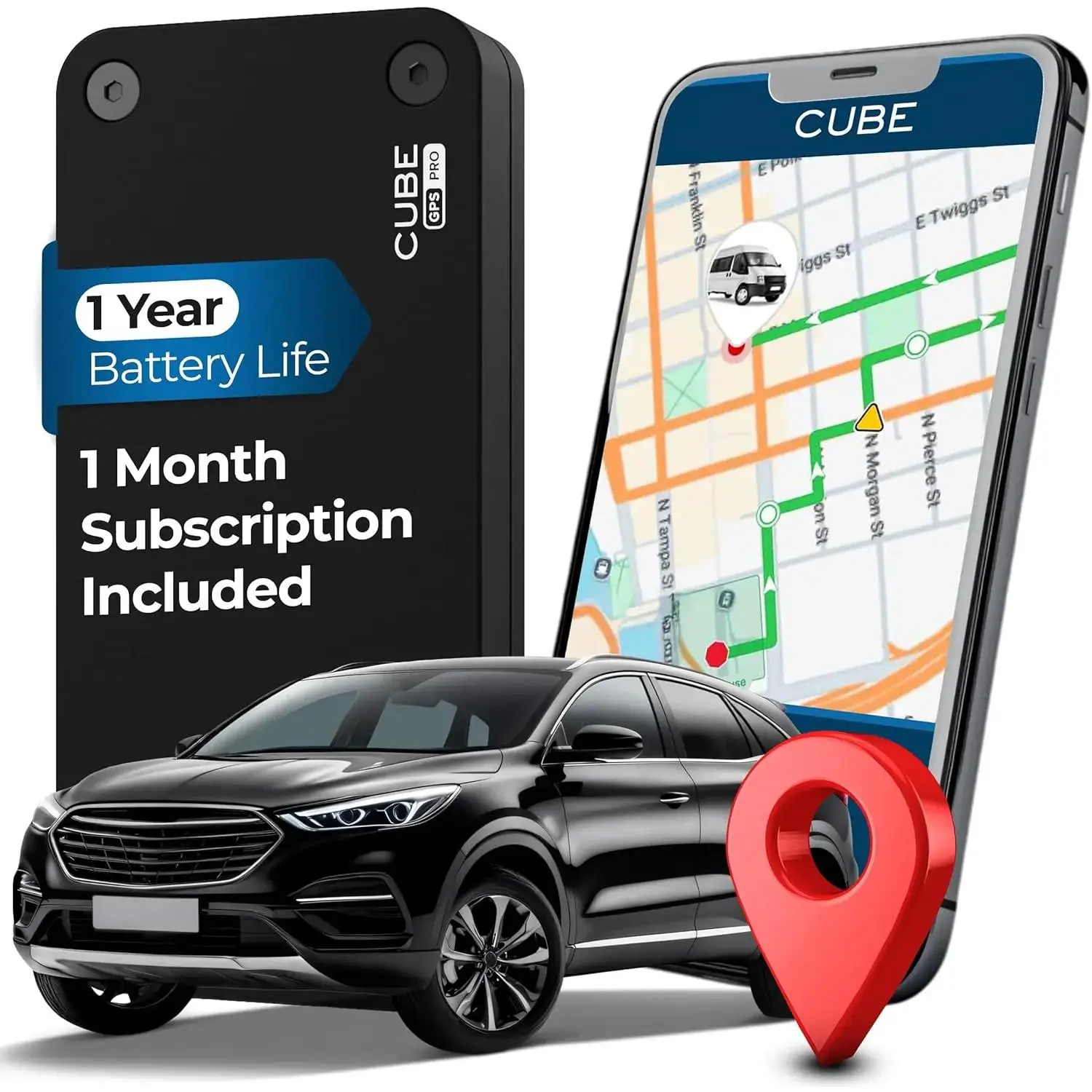 Cube Pro GPS Tracker - Metal Hidden Magnetic Attachment Device with 1-Year Battery, USB Port, SIM Compatibility, 4G, IP67 Waterproof, Real-Time Vehicle Tracking, Alerts & Custom Geo-Fencing, iOS & Android Support, Geo-Fence