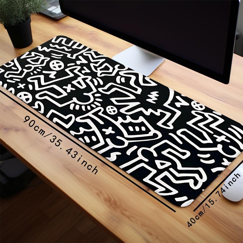 Abstract Graffiti Pattern Mouse Pad, 1 Count Creative Computer Desk Mat, Mouse Mat, Gaming Mouse Pad with Non-slip Rubber Base, Keyboard Mat, Office Desk Accessories