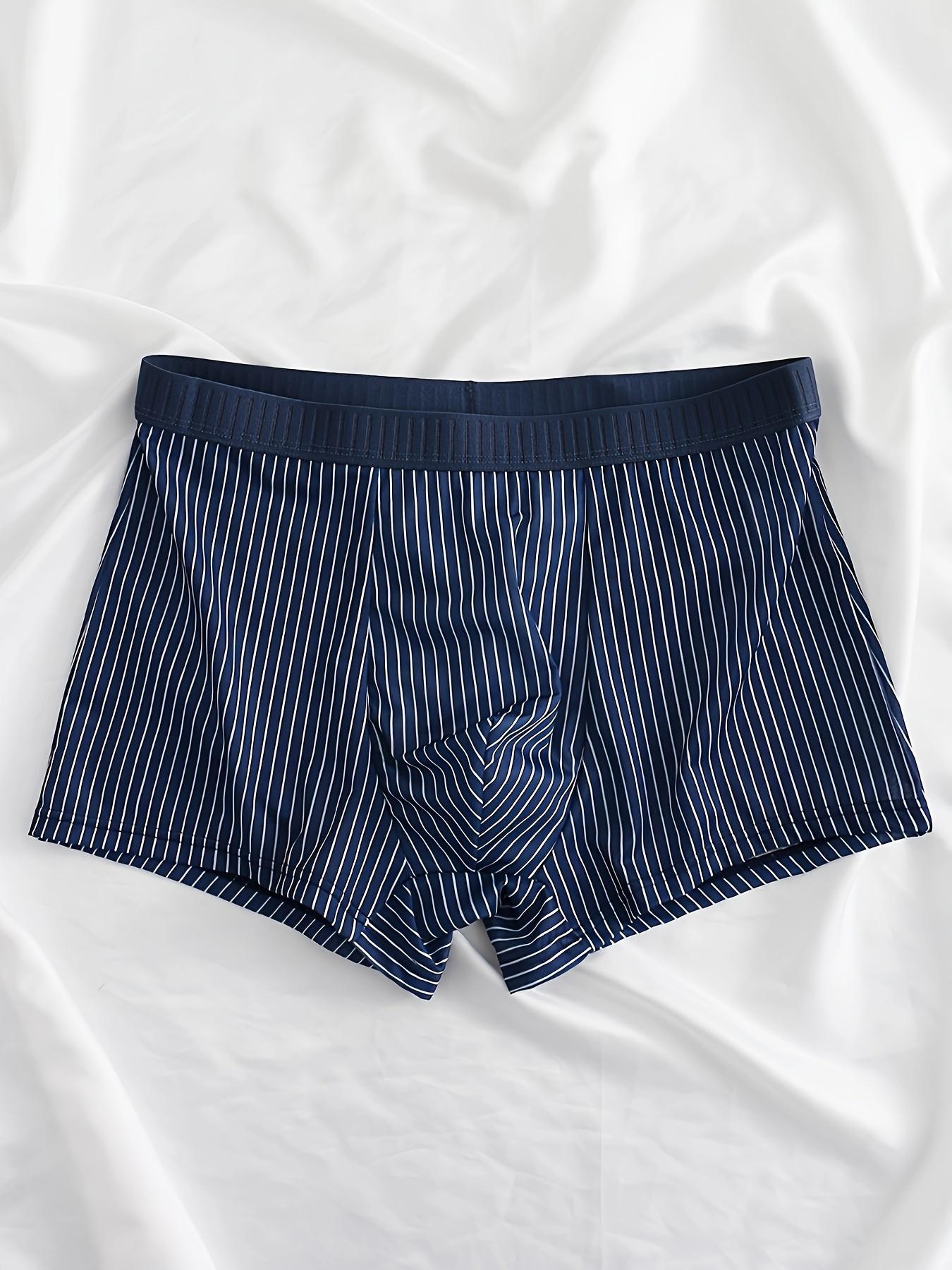 Men's Striped Print Boxer Brief, Casual Comfy Breathable Underwear for Daily Wear, Men's Underwear for All Seasons