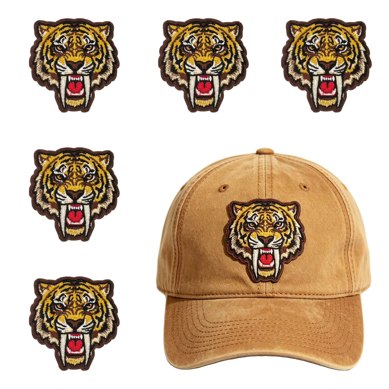 3pcs Tiger Head Heat Transfer Iron-On Patches, 6.4x6.7cm, DIY Decoration, Versatile Use for Jackets, Backpacks, Hats, Clothes, Jeans, Sewing & Ironing