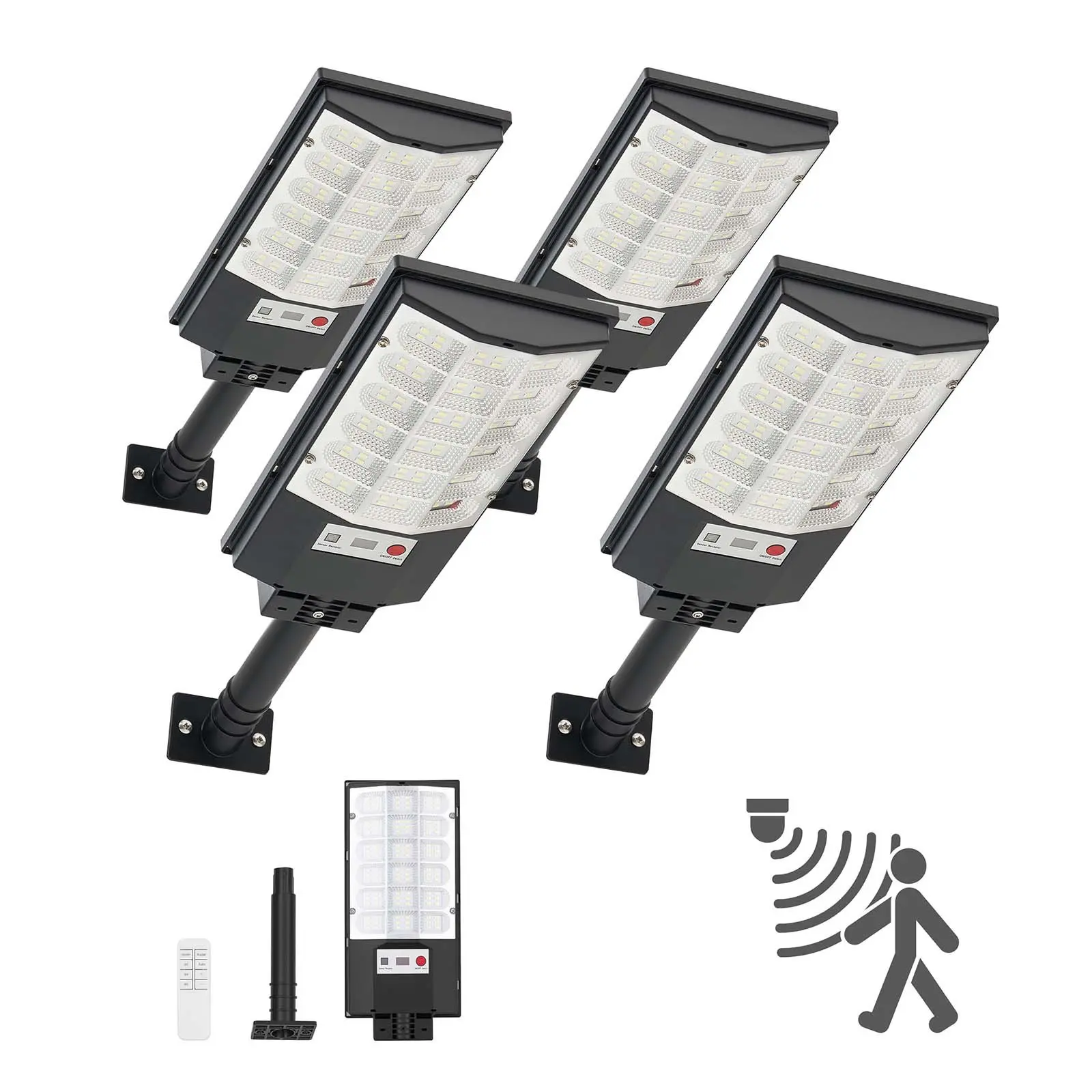 【DealsForYouDays】VEVOR 4-Pack 500W Solar Outdoor Lights, 50000LM LED Flood Security Lamps with Motion Sensor, IP65 ABS Plastic Dusk-to-Dawn Lighting for Commercial Parking Lot, Driveway