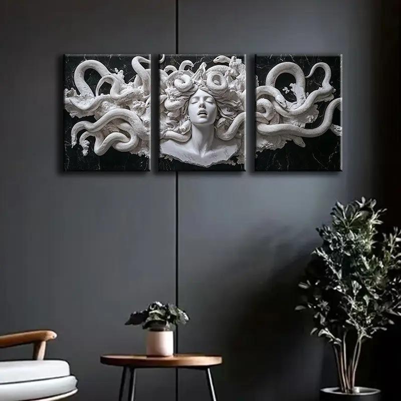 Queen Medusa Bust Canvas Painting without Frame, 3 Counts/set Modern Wall Art, Wall Decor for Home Living Room Bedroom Office, Poster