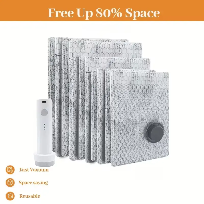 6/9/12 Piece Vacuum Bags Compression Packaging, Travel Clothing Storage, Apartment, Closet, Bedding Organization, Space-Saving Solution