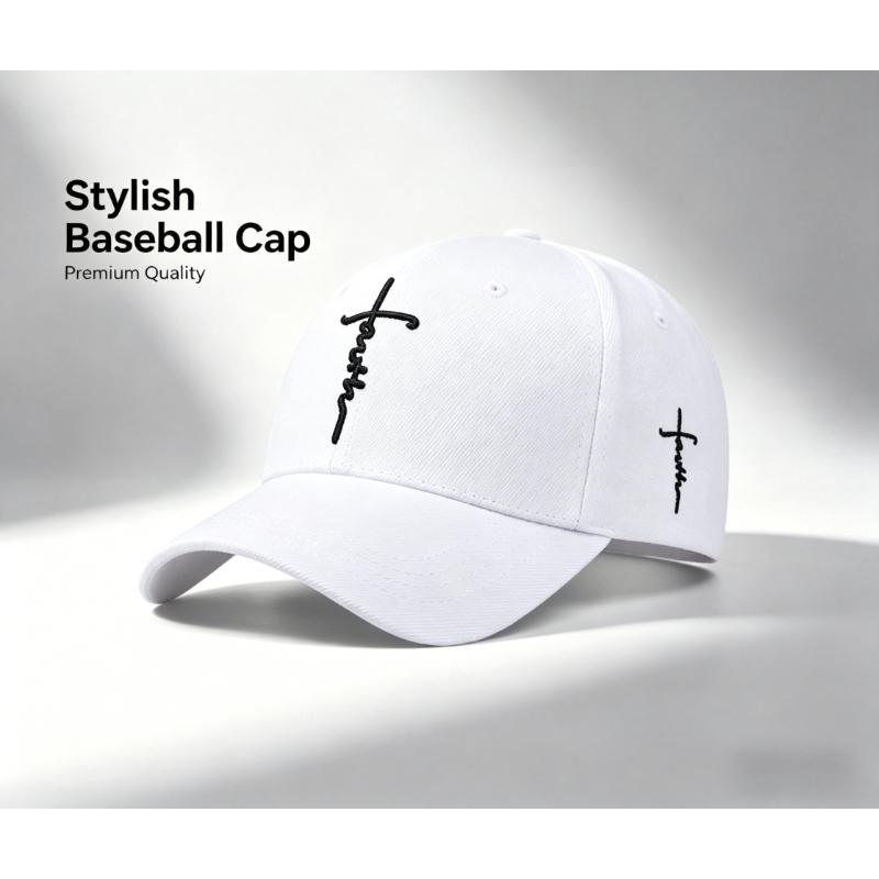 Breathable Cotton Cross Embroidered Baseball Cap, Adjustable Outdoor Sunscreen Hat for Men & Women, Spring/Summer Travel & Streetwear