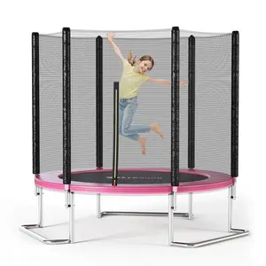 6FT Trampoline with Net, Wind-Resistant L-Shaped Legs, Outdoor/Indoor Mini Trampoline for Kids & Toddlers & Adults, Backyard Jumping Rebounder Trampoline for Family Games