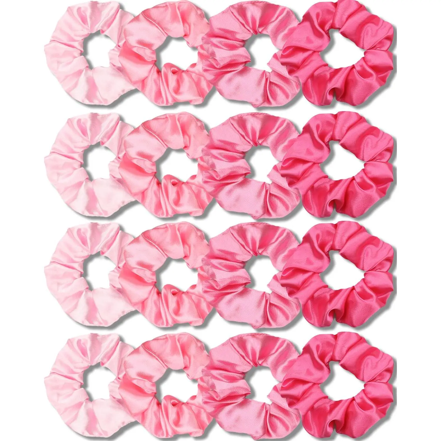 16 Pack Satin Scrunchies for Girls, Stylish and Comfortable Multi-Color Hair Ties for Daily Wear, Gentle on Thin and Thick Hair, 4.7 Inch, Synthetic