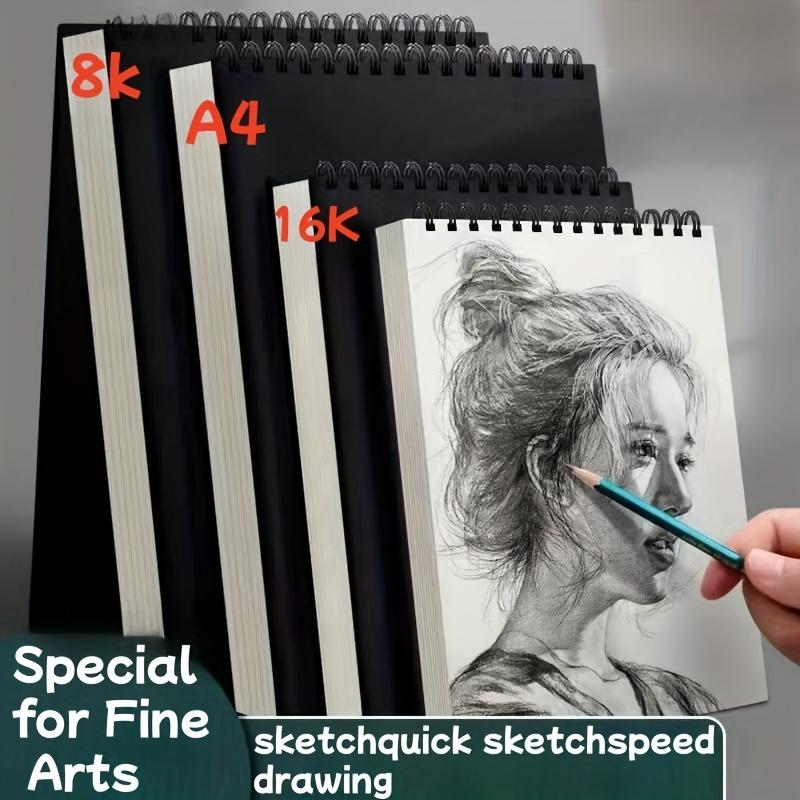 8K thick black art sketchbook - A4 size, party gift art paper drawing board, perfect for sketching and painting, sketching tool, suitable for party gifts, Christmas gifts